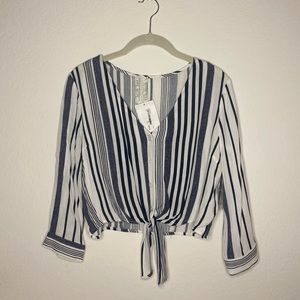 Striped Tie Front Top
